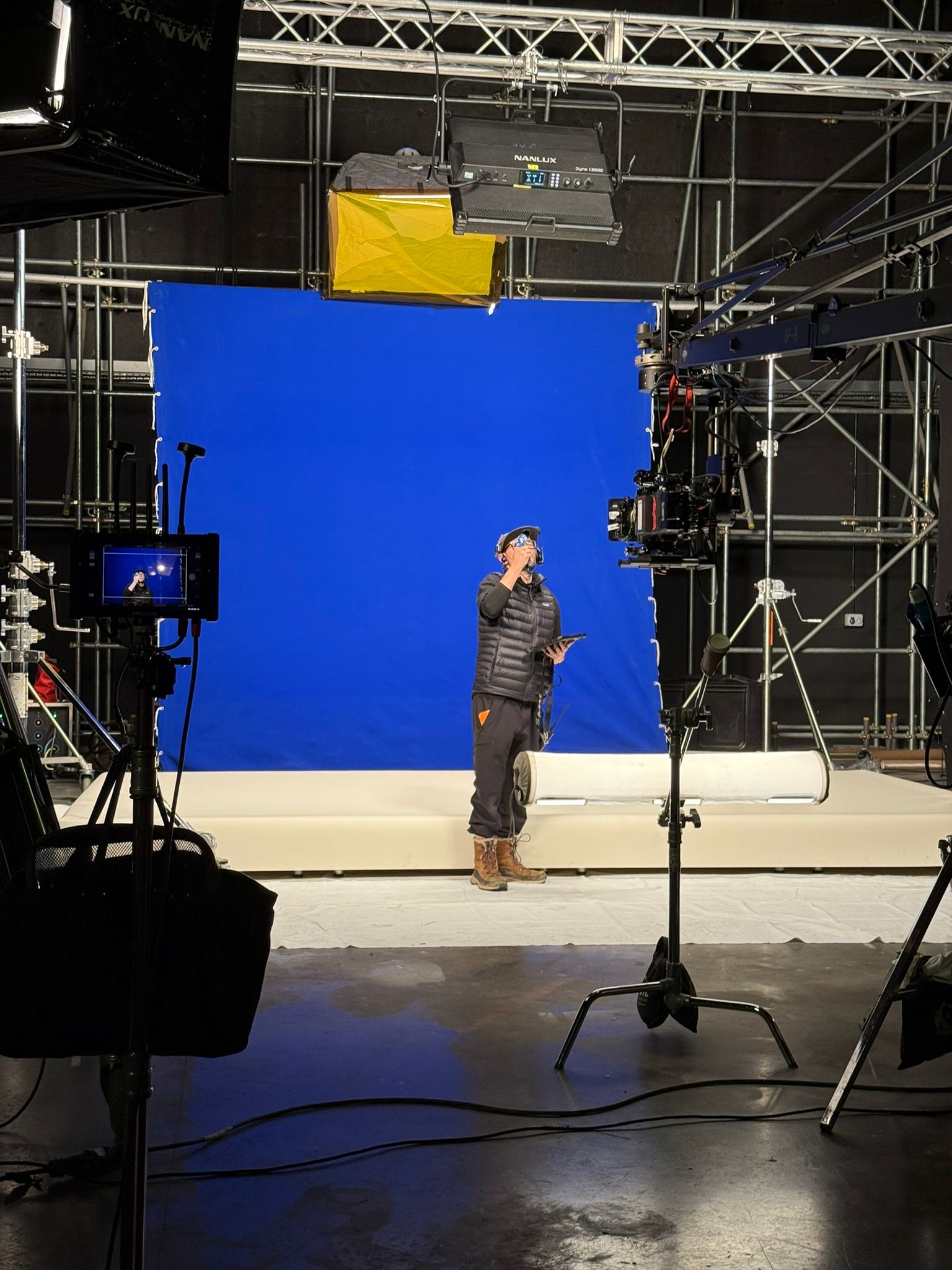 Mark A. Lane working on set